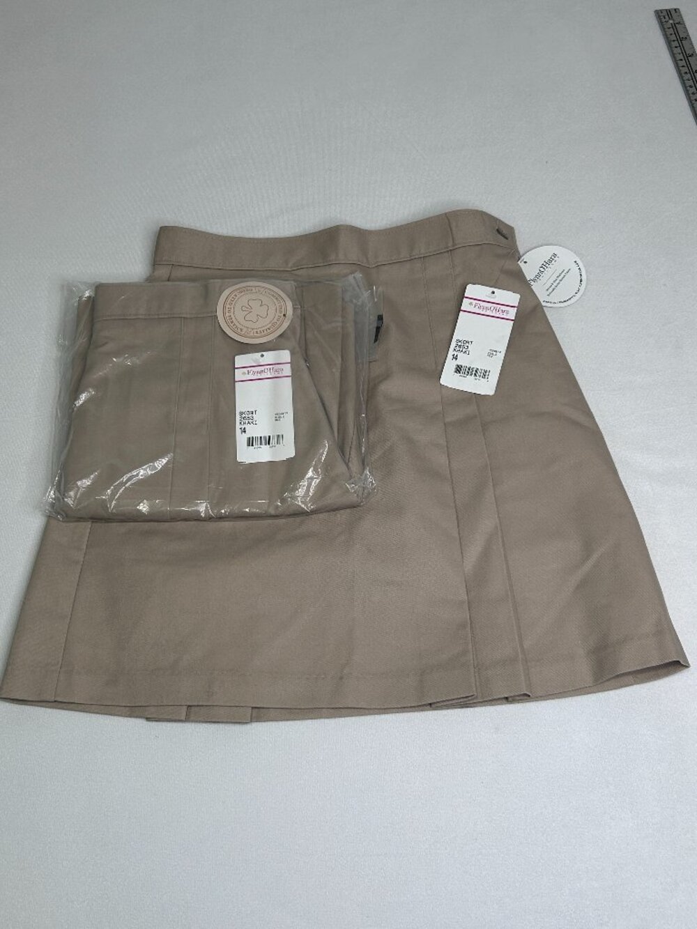 Lot of 2 Flynn O'Hara School Uniform Skorts Khaki Girls Size 14 NWT